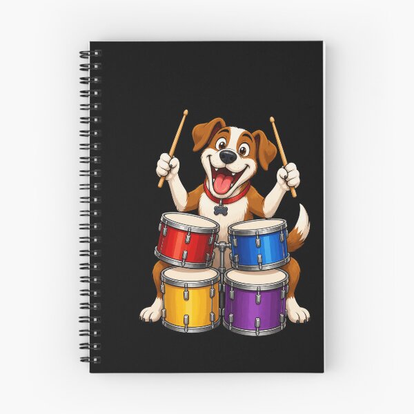 Item preview, Excited Dog Playing Four Drums Funny Design designed and sold by BoyleDesignShop.