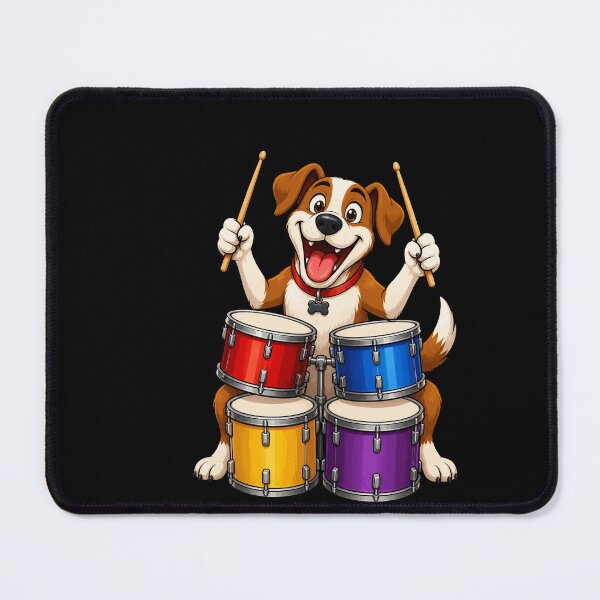 Item preview, Excited Dog Playing Four Drums Funny Design designed and sold by BoyleDesignShop.