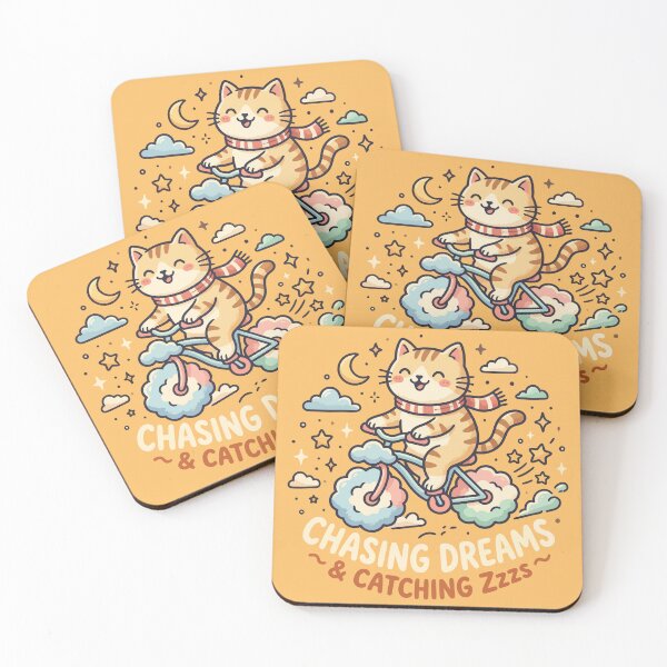 Item preview, Chasing Dreams and Catching Zzzs Cute Cat Cloud Bicycle designed and sold by Amir Faysal.