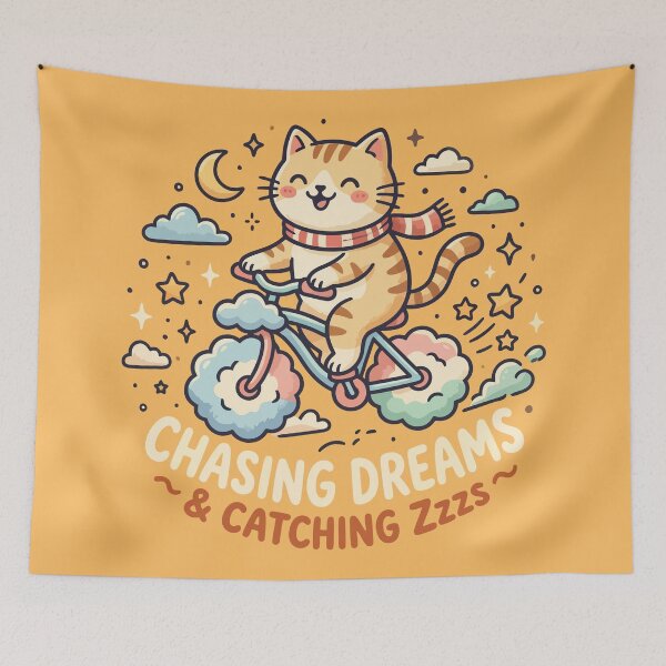 Item preview, Chasing Dreams and Catching Zzzs Cute Cat Cloud Bicycle designed and sold by Amir Faysal.