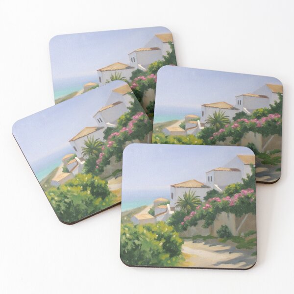 Item preview, Mediterranean Coastal Village Painting designed and sold by WarivArt.