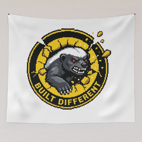 Item preview, Built Different Retro Pixel Art Honey Badger designed and sold by Arc2020.
