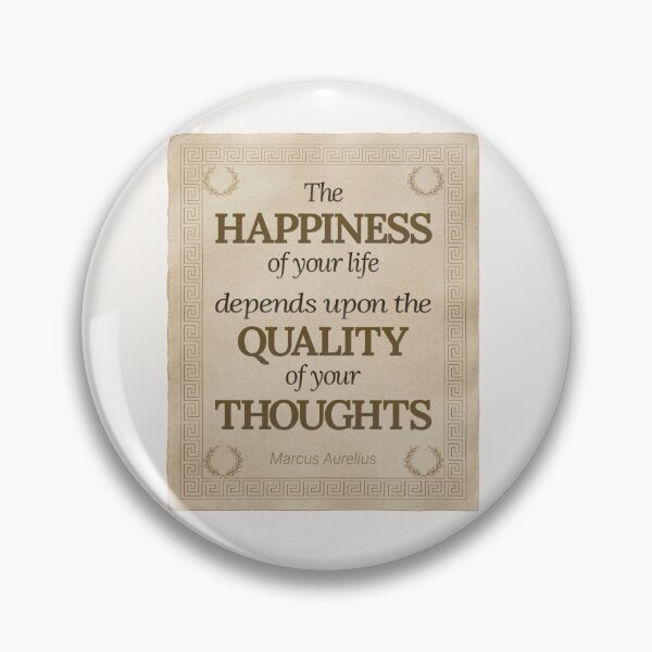 Item preview, The Happiness of Your Life Depends Upon the Quality of Your Thoughts - Marcus Aurelius - Elegant Script Stoic Quote - Black and Gold Version designed and sold by Stoic Core.