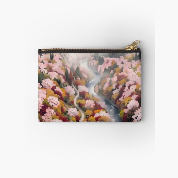 Item preview, Sumi-e Autumn Cherry Blossom and Maple Aerial Landscape designed and sold by conohitoAI-ArtGallery.