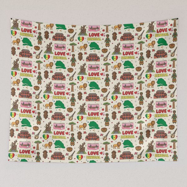 Item preview, Love Senegal Aesthetic Culture Doodles & Iconic Landmarks designed and sold by mashmosh.
