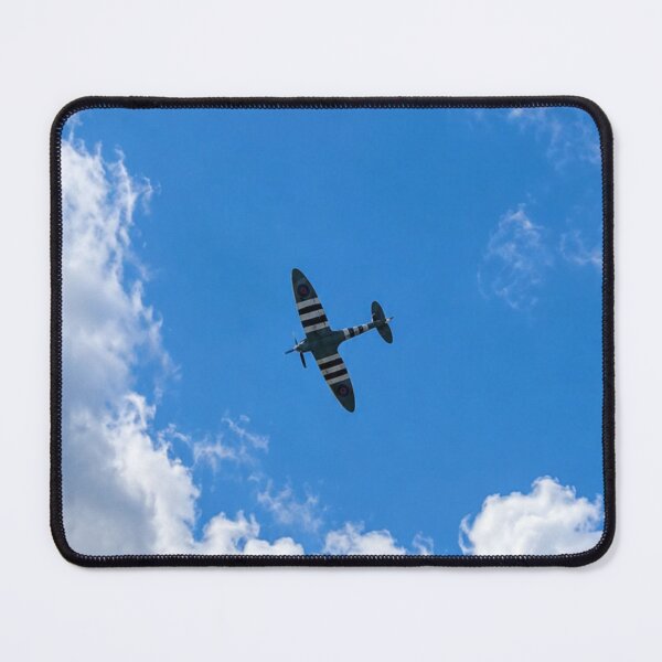 Item preview, Vintage World War II Spitfire with D-Day Invasion Stripes in Flight designed and sold by Astute-Artio-Photography.