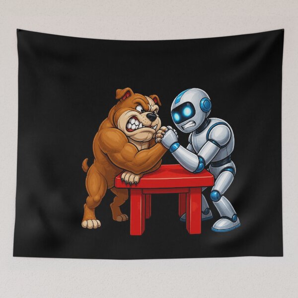 Item preview, Angry Bulldog Arm Wrestling Robot Funny Design designed and sold by BoyleDesignShop.