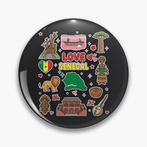 Item preview, Senegal Landmarks & West African Heritage Cute Doodle Collage designed and sold by mashmosh.