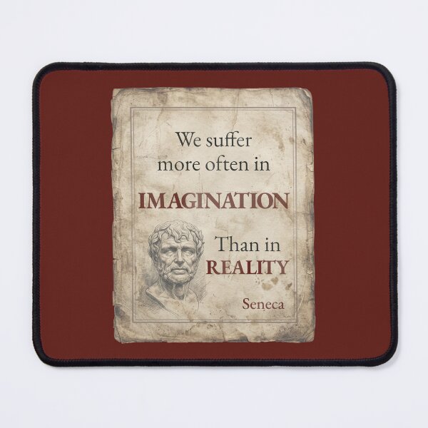 Item preview, We Suffer More Often in Imagination Than in Reality - Seneca - Vintage Distressed Stoic Quote - Roman Red Version designed and sold by Stoic Core.