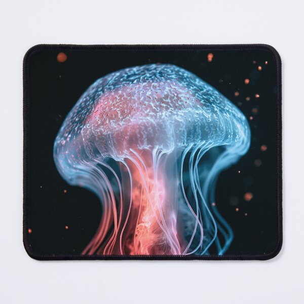 Item preview, Jellyfish Bioluminescent Teal Coral Deep Sea Art designed and sold by FrostyFrisby.