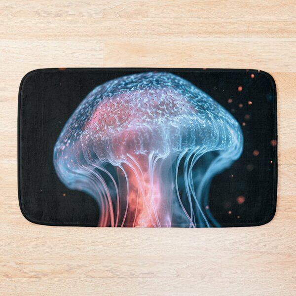 Item preview, Jellyfish Bioluminescent Teal Coral Deep Sea Art designed and sold by FrostyFrisby.