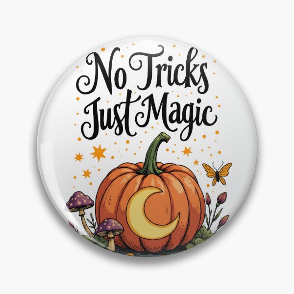 Artikelvorschau, No Tricks Just Magic Halloween Pumpkin Design - Fall Autumn Witchy Crescent Moon entworfen und verkauft von Connys Colorful World.