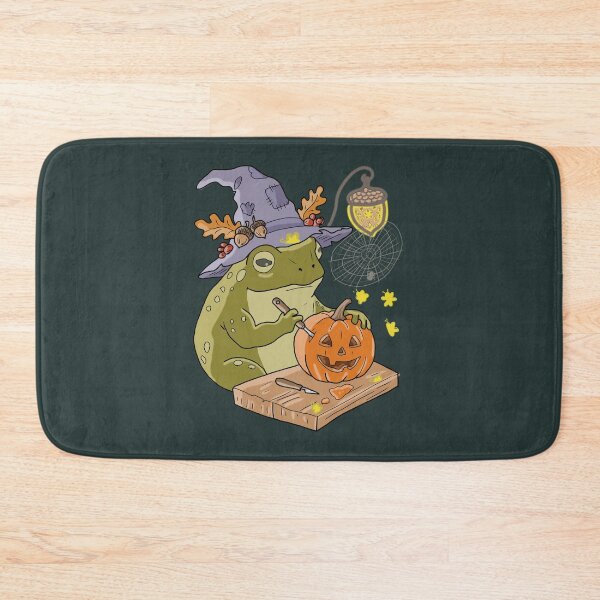 Item preview, Frog Carving Pumpkin Witch Halloween Cottagecore designed and sold by LeshanArt.