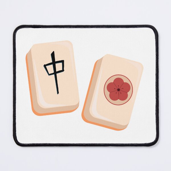 Item preview, Chinese Mahjong Tiles with Red Flower and Chinese Character – Cutout designed and sold by EmeraldeaArt.