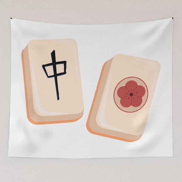 Item preview, Chinese Mahjong Tiles with Red Flower and Chinese Character – Cutout designed and sold by EmeraldeaArt.