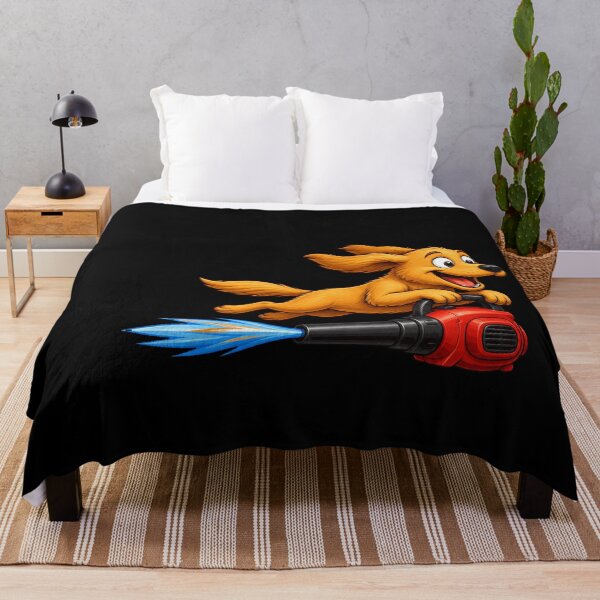 Item preview, Dog Flying With Leaf Blower Funny Design designed and sold by BoyleDesignShop.