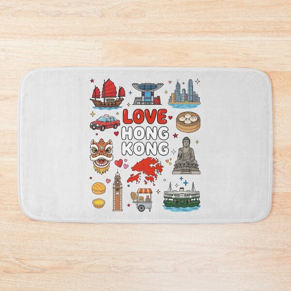 Item preview, Love Hong Kong Cultural Icons, Victoria Harbour & Red Taxi Art designed and sold by mashmosh.