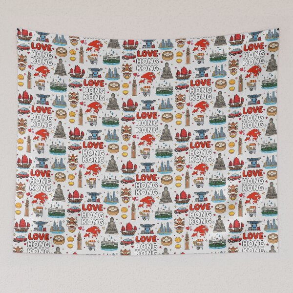 Item preview, Love Hong Kong Cultural Icons, Victoria Harbour & Red Taxi Art designed and sold by mashmosh.