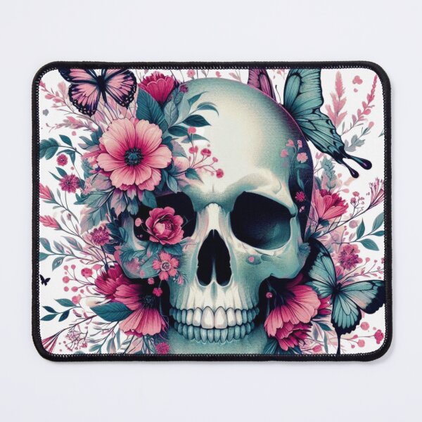 Item preview, Floral Skull with Gothic Butterflies designed and sold by BriSher.