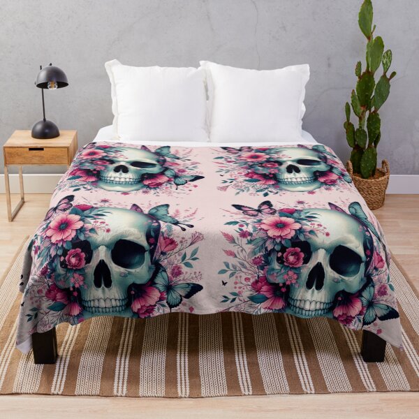 Item preview, Floral Skull with Gothic Butterflies designed and sold by BriSher.