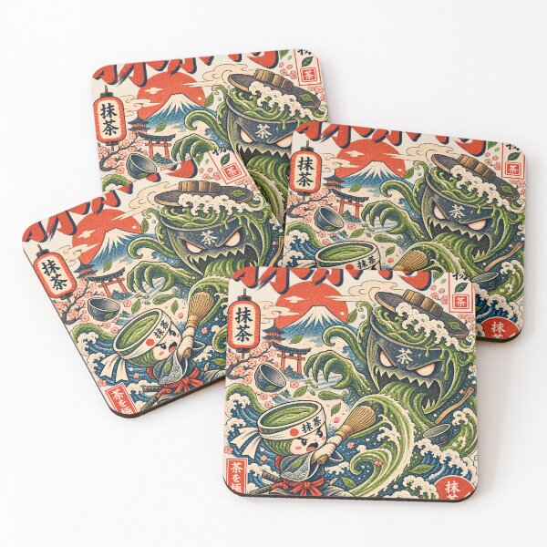 Item preview, Matcha Samurai Kaiju Battle Vintage Japanese Art designed and sold by nookmerch97.