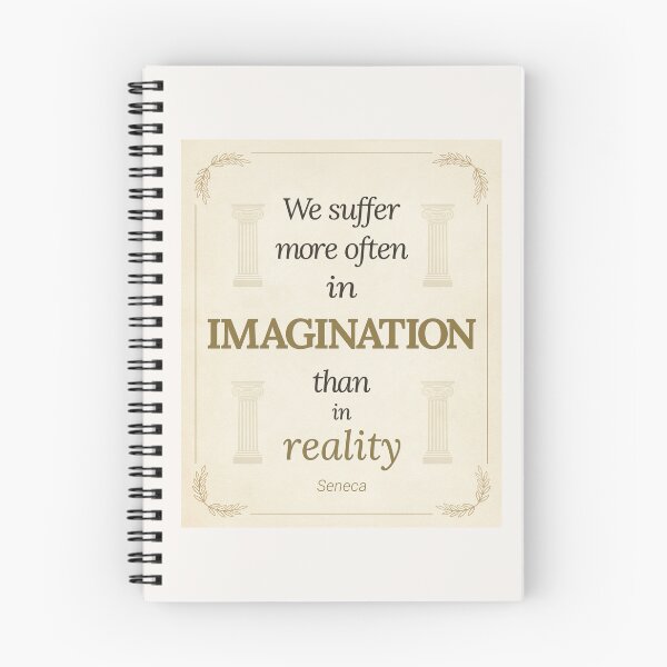 Item preview, We Suffer More Often in Imagination Than in Reality - Seneca - Elegant Script Stoic Quote - Black and Gold Version designed and sold by Stoic Core.