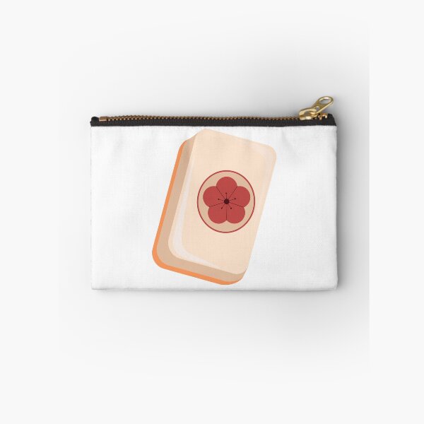 Item preview, Chinese Mahjong Tile with Red Flower – Traditional Asian Cutout designed and sold by EmeraldeaArt.