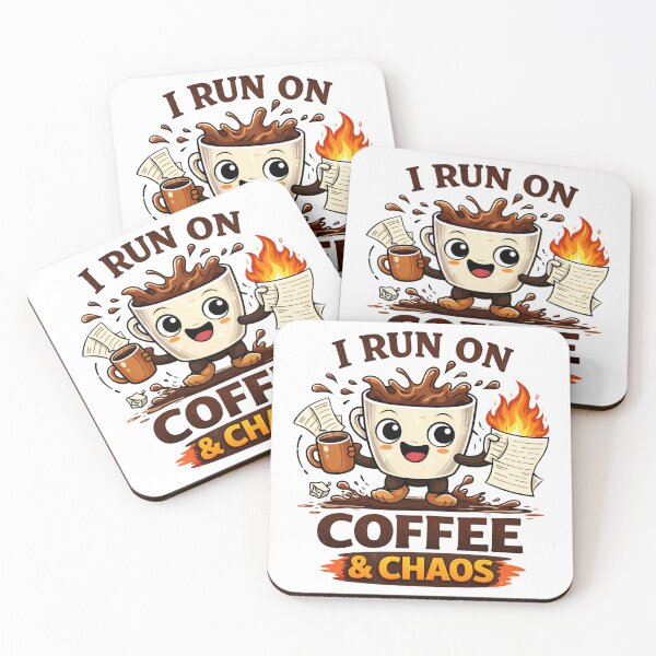 Item preview, I Run on Coffee and Chaos Funny Caffeine Lover Design. designed and sold by The-T-In-Retro.