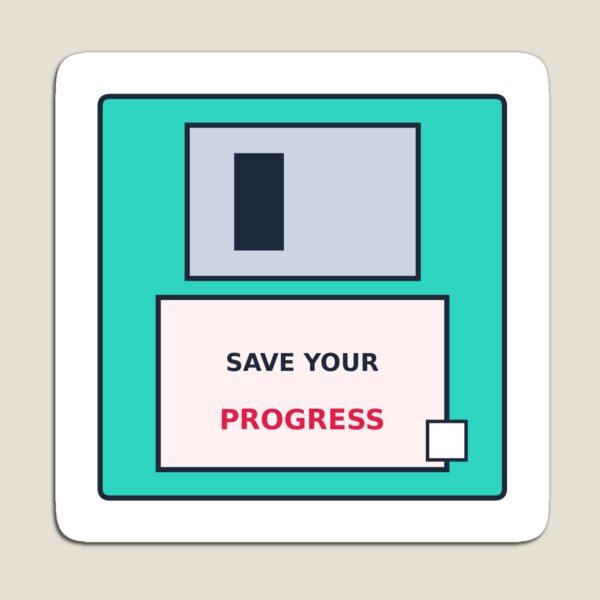 Item preview, Save Your Progress Retro Floppy Disk Gamer Developer Sticker designed and sold by CreativeLook25.
