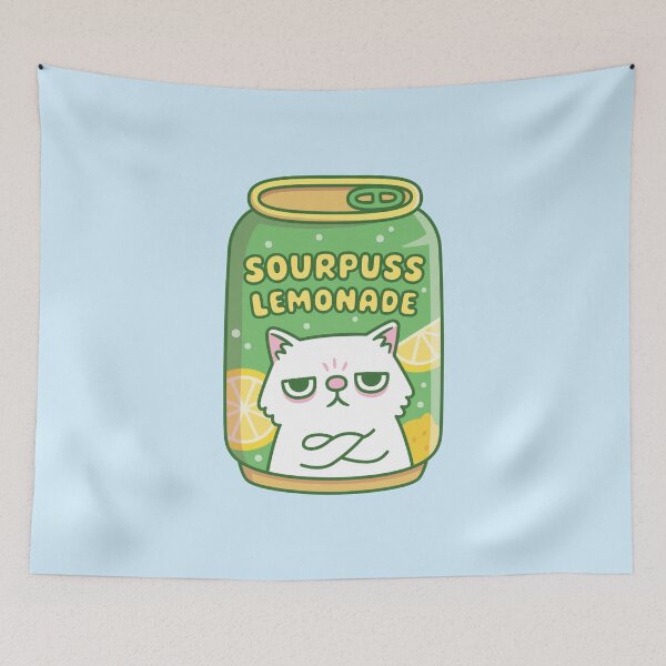 Item preview, Funny Grouchy Cat Sourpuss Lemonade Drink Can designed and sold by rustydoodle.