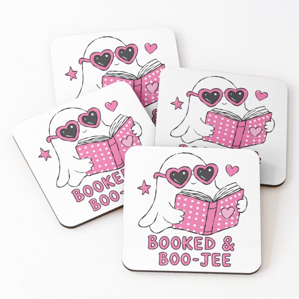 Item preview, Booked and Boo Jee Cute Pink Reading Ghost designed and sold by GROOVY SOUL.