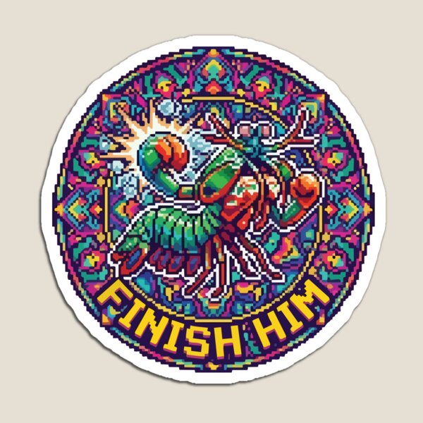 Item preview, Finish Him Pixel Art Mantis Shrimp Retro Gamer designed and sold by Arc2020.