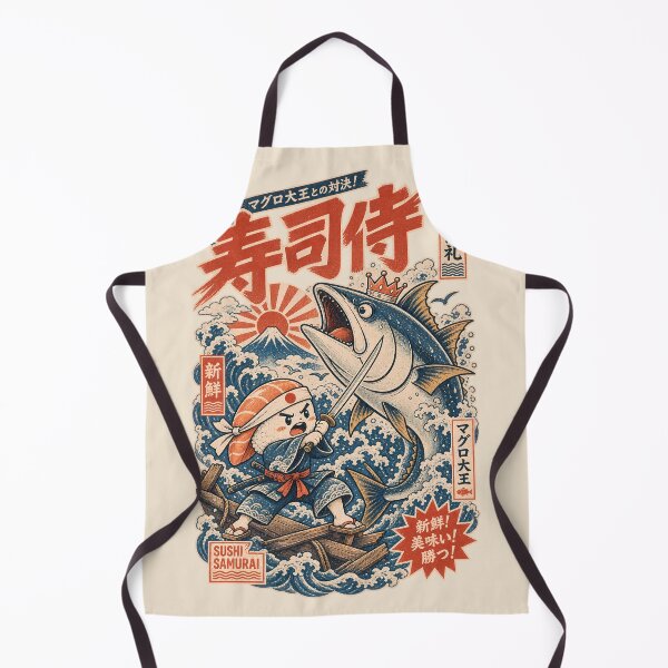 Item preview, Sushi Samurai vs Giant Tuna Japanese Ukiyo-e Parody designed and sold by nookmerch97.
