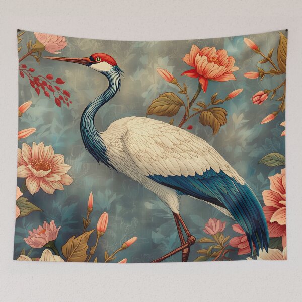 Item preview, Elegant Crane Among Blossoms designed and sold by paulrommer.