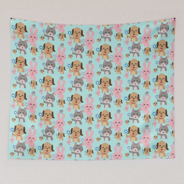 Item preview, Cute Cartoon Animals Dogs Cats Rabbits Kawaii Pattern designed and sold by NikBrin Prevail .