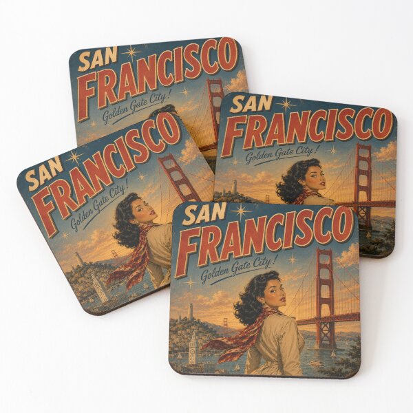 Item preview, San Francisco Golden Gate City | Retro 1950s Travel Pin-Up Poster designed and sold by MissSaylor.