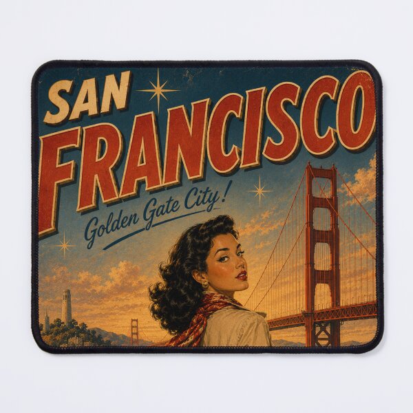 Item preview, San Francisco Golden Gate City | Retro 1950s Travel Pin-Up Poster designed and sold by MissSaylor.