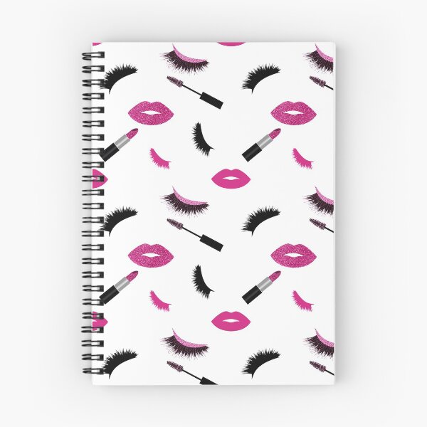 Item preview, Lashes,mascara, lipstick and lips with pink glitter  pattern designed and sold by sashica.