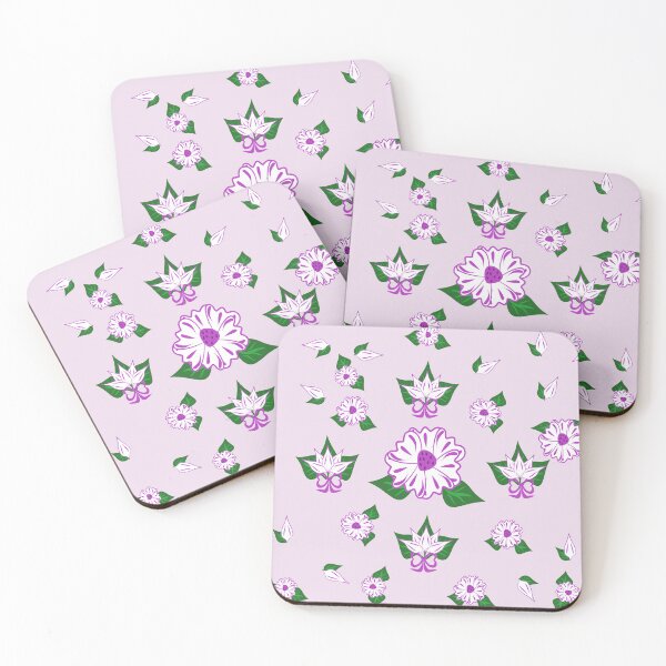 Item preview, Cute Purple Floral Pattern Background with Floating Flowers and Leaves designed and sold by Ei-Ei.