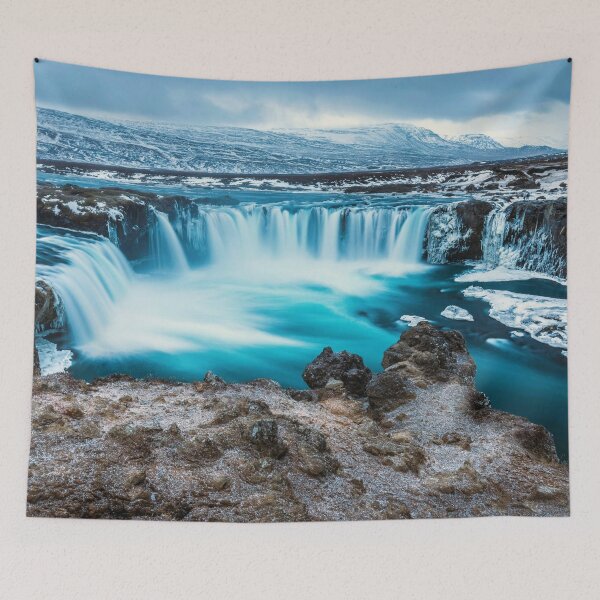Item preview, Artic blue Goðafoss Waterfall in northern Iceland color fine print photograph wall decor designed and sold by Jéanpaul  Ferro.