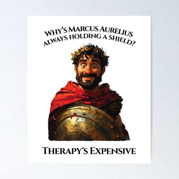 Item preview, Why’s Marcus Aurelius always holding a shield? | Stoic Core Humorous Philosophy Design - Black Version designed and sold by Stoic Core.