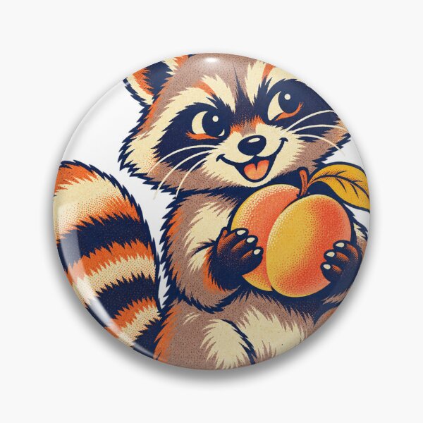 Item preview, Peachy Raccoon - Retro Fruit Friend designed and sold by UrbanCanvvas.