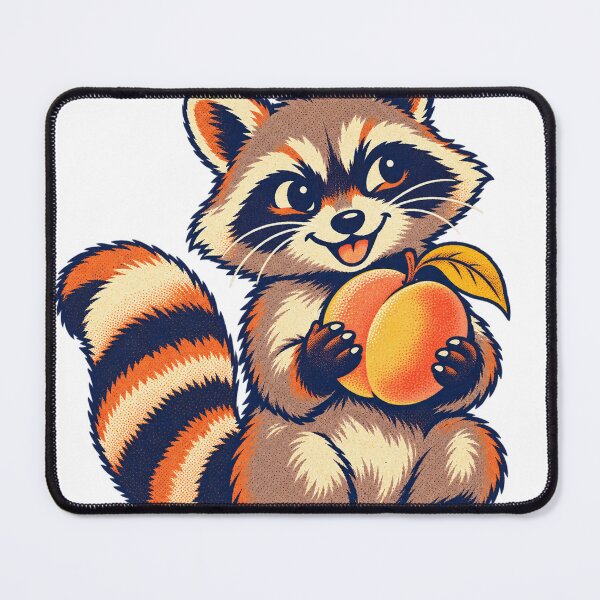Item preview, Peachy Raccoon - Retro Fruit Friend designed and sold by UrbanCanvvas.