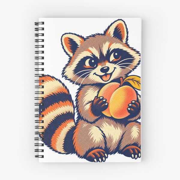 Item preview, Peachy Raccoon - Retro Fruit Friend designed and sold by UrbanCanvvas.