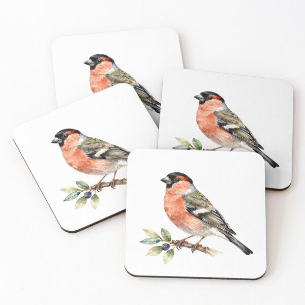 Item preview,  Bullfinch Watercolor Illustration | Elegant Songbird Nature Artwork designed and sold by Rood Art Studio.