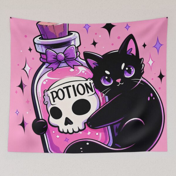 Item preview, Black Cat Potion | Cute Witchy Cat Magic Kawaii Halloween Aesthetic designed and sold by AbstractAuraArt.