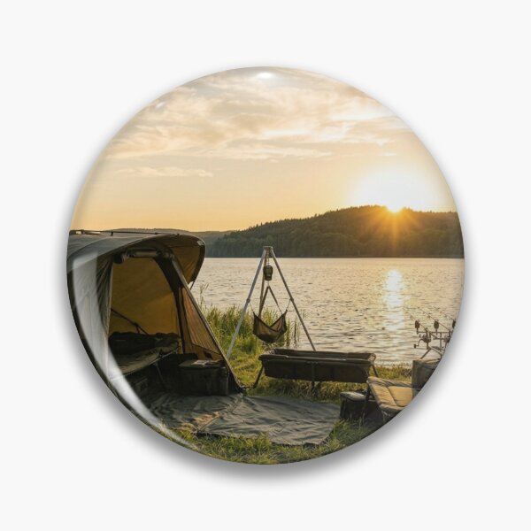 Item preview, Golden Hour Carp Fishing Camp - Premium Angler Jigsaw Puzzle designed and sold by GeekAnglerStore.