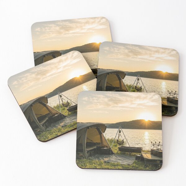 Item preview, Golden Hour Carp Fishing Camp - Premium Angler Jigsaw Puzzle designed and sold by GeekAnglerStore.