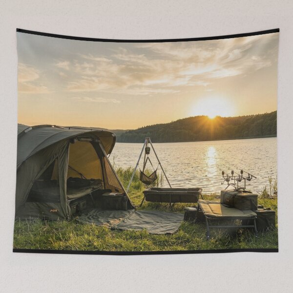 Item preview, Golden Hour Carp Fishing Camp - Premium Angler Jigsaw Puzzle designed and sold by GeekAnglerStore.