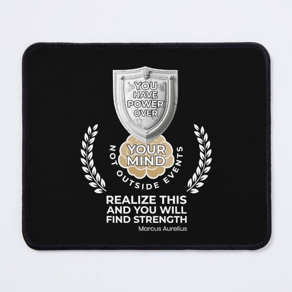 Item preview, You Have Power Over Your Mind - Marcus Aurelius - Shield and Brain Graphic - White Version designed and sold by Stoic Core.